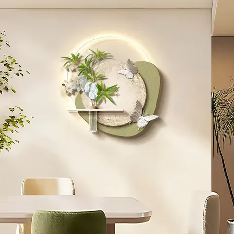 植物 单幅 装饰画 现代简约 餐厅背景墙挂画 LED带灯画