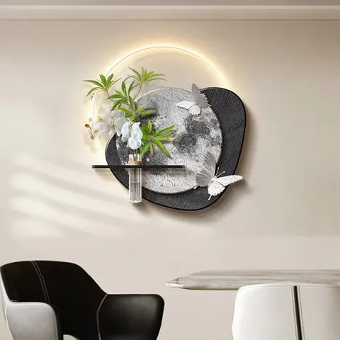 植物 单幅 装饰画 现代简约 餐厅背景墙挂画 LED带灯画