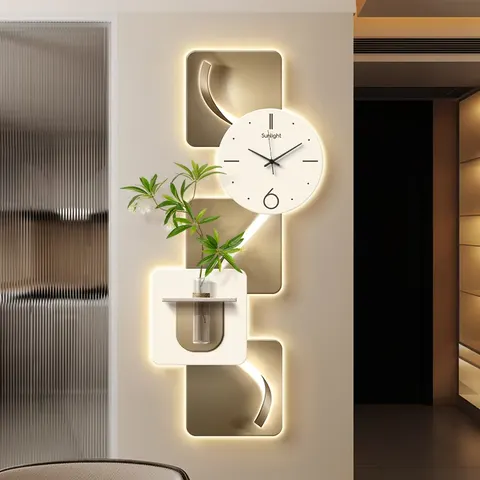 Hydroponic Plants Sandstone Fabric Art Home Decor Painting Living Room Corridor Background Wall LED Decor Painting