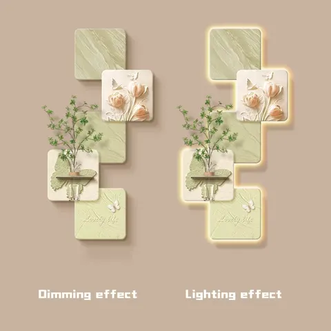 Hydroponic Plants Sandstone Fabric Art Home Decor Painting Corridor Background Wall LED Decor Painting