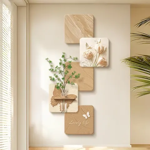 Hydroponic Plants Sandstone Fabric Art Home Decor Painting Corridor Background Wall LED Decor Painting