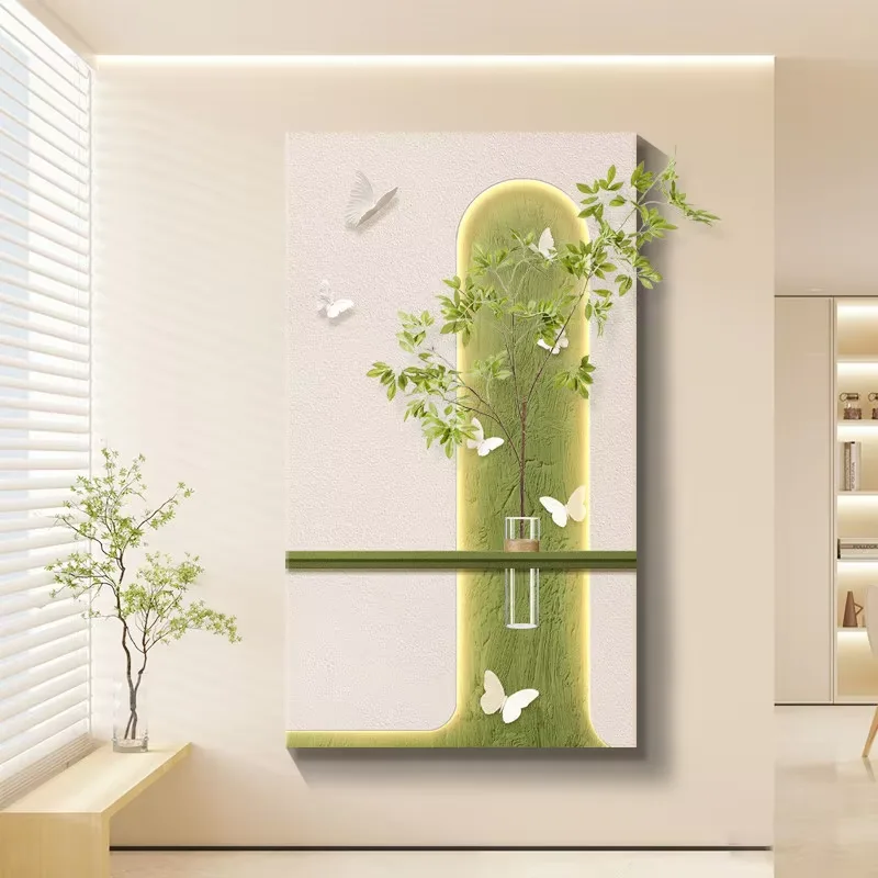 Hydroponic Plants Sandstone Fabric Art Home Decor Painting Corridor Background Wall Glowed LED Decor Painting