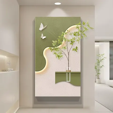 Hydroponic Plants Sandstone Fabric Art Home Decor Painting Corridor Background Wall Glowed LED Decor Painting