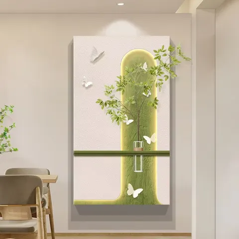Hydroponic Plants Sandstone Fabric Art Home Decor Painting Corridor Background Wall Glowed LED Decor Painting