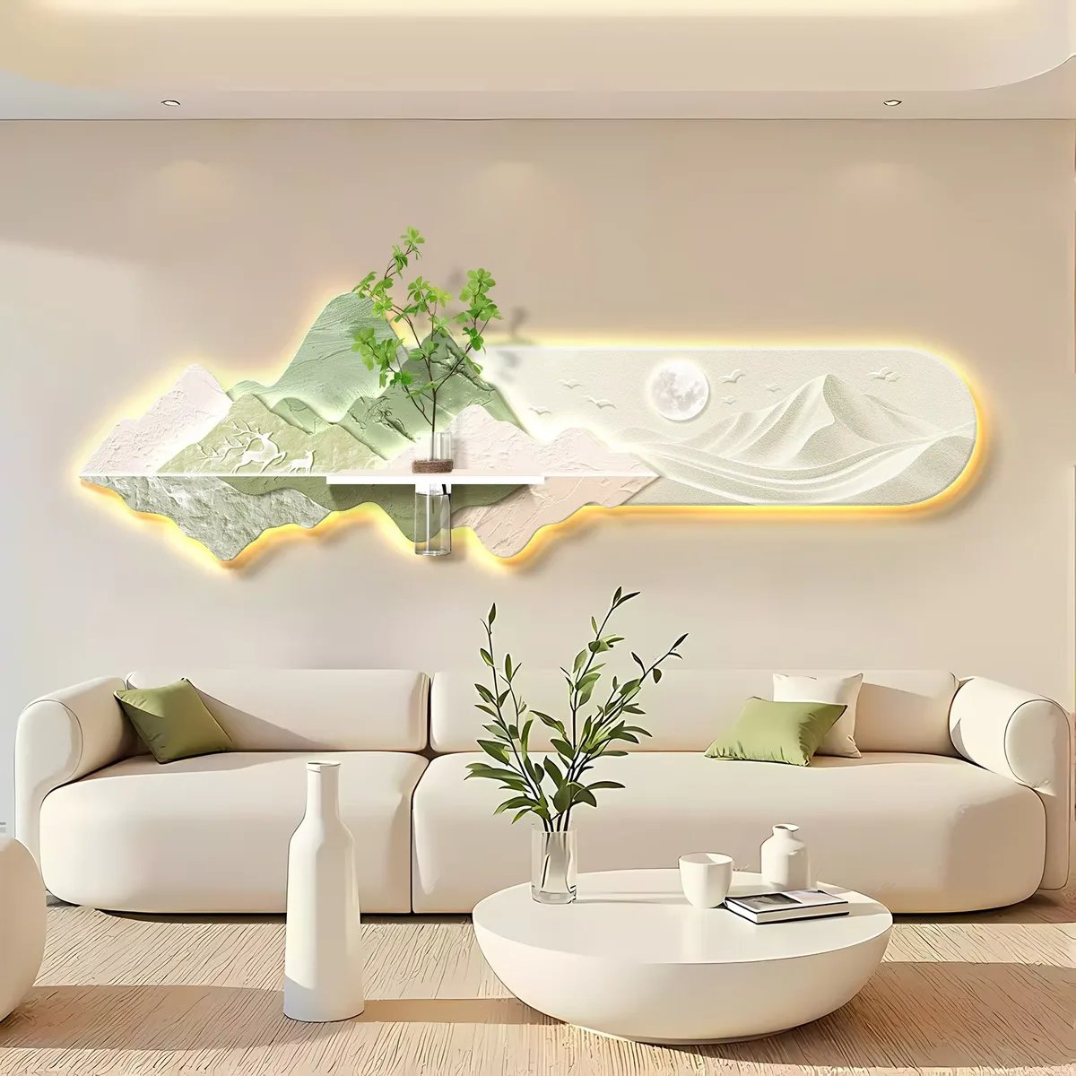 植物 单幅 装饰画 现代简约 客厅背景墙挂画 LED带灯画