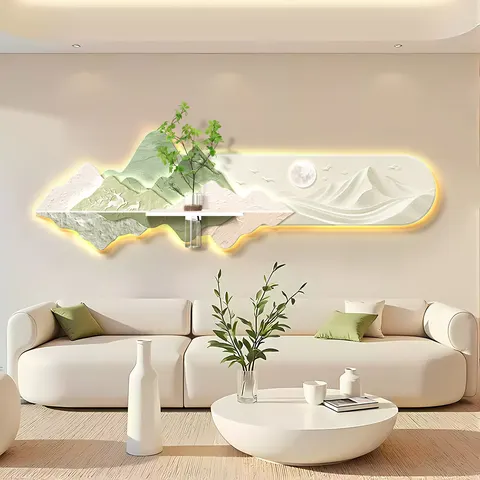 Hydroponic Plants Sandstone Fabric Art Home Decor Paintings Sofa Background Wall Glowed LED Painting