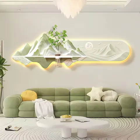 植物 单幅 装饰画 现代简约 客厅背景墙挂画 LED带灯画