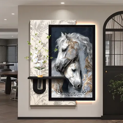 Hydroponic Plants Sandstone Fabric Art Home Furnishings Decorative Painting with LED Decor Painting