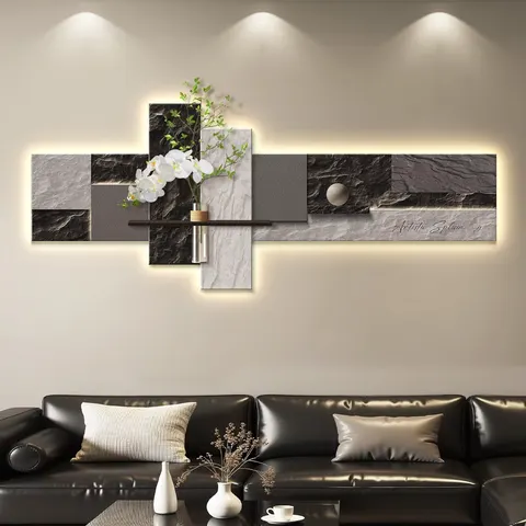 Hydroponic Plants Sofa Background Wall Crystal Porcelain Painting UV Engraving Lighting LED Painting