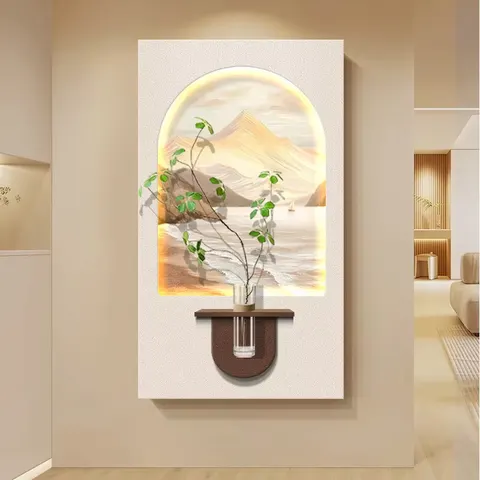 Hydroponic Plants Stereoscopic Sandstone Art Decor Painting Corridor Living Room Background Wall Glowed LED Painting