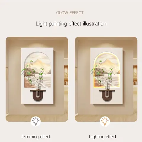 Hydroponic Plants Stereoscopic Sandstone Art Decor Painting Corridor Living Room Background Wall Glowed LED Painting