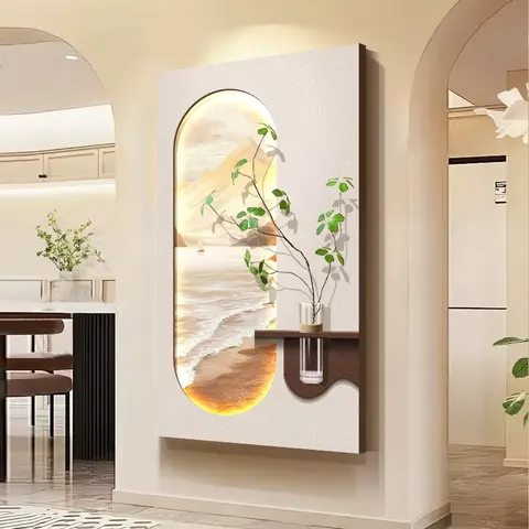 Hydroponic Plants Stereoscopic Sandstone Art Decor Painting Corridor Living Room Background Wall Glowed LED Painting