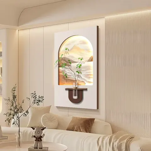 Hydroponic Plants Stereoscopic Sandstone Art Decor Painting Corridor Living Room Background Wall Glowed LED Painting