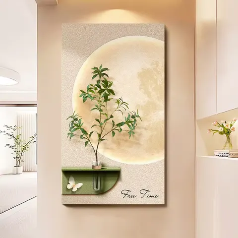 Hydroponics Green Plants Glowed LED Decor Painting Multiple Layers Combination Sandstone Wall Painting