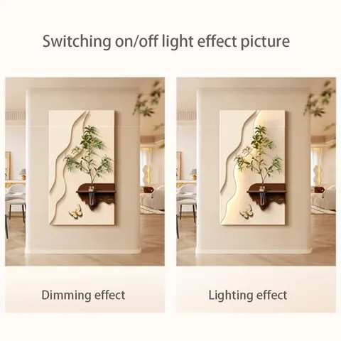 Hydroponics Green Plants Glowed LED Decor Painting Multiple Layers Combination Sandstone Wall Painting