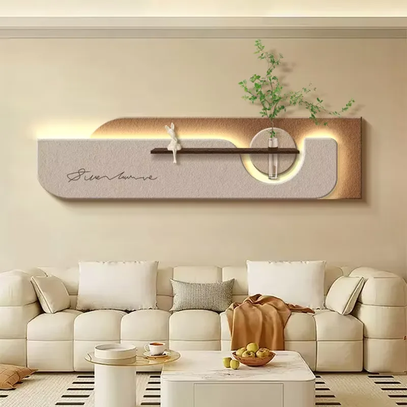 Hydroponics Green Plants Sandstone Art Home Decor Painting Combination Double-layer LED Decor Painting