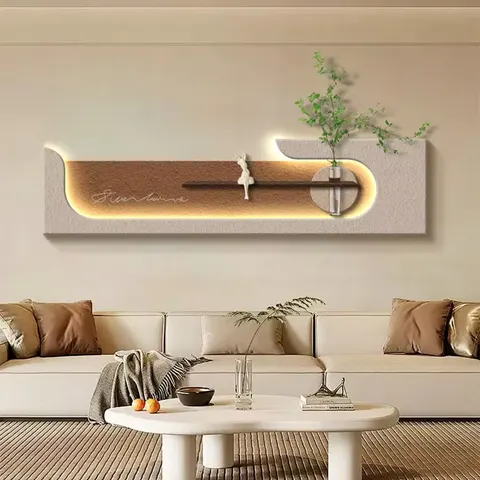 Hydroponics Green Plants Sandstone Art Home Decor Painting Combination Double-layer LED Decor Painting