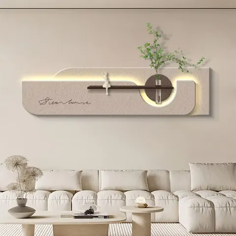 Hydroponics Green Plants Sandstone Art Home Decor Painting Combination Double-layer LED Decor Painting