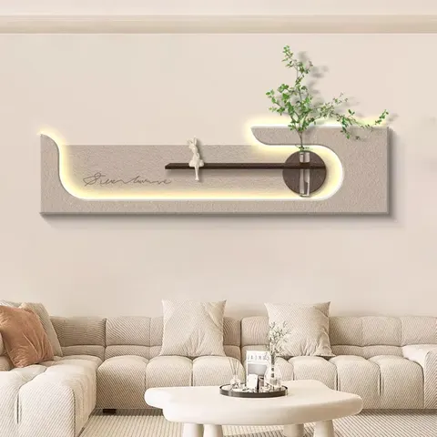 Hydroponics Green Plants Sandstone Art Home Decor Painting Combination Double-layer LED Decor Painting