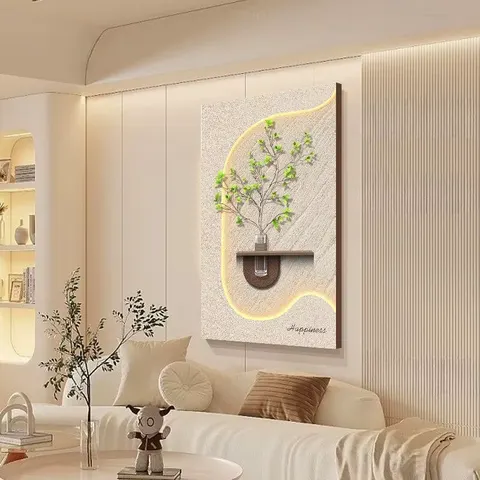 植物 单幅 装饰画 现代简约 玄关背景墙挂画 LED带灯画