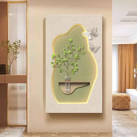 植物 单幅 装饰画 现代简约 玄关背景墙挂画 LED带灯画