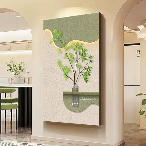 植物 单幅 装饰画 现代简约 玄关背景墙挂画 LED带灯画