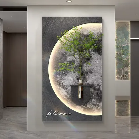 植物 单幅 装饰画 现代简约 玄关背景墙挂画 LED带灯画