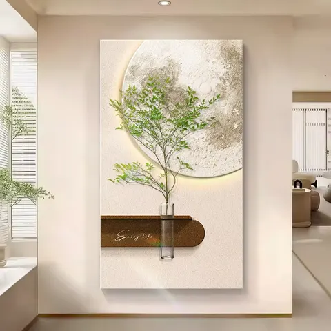 植物 单幅 装饰画 现代简约 玄关背景墙挂画 LED带灯画