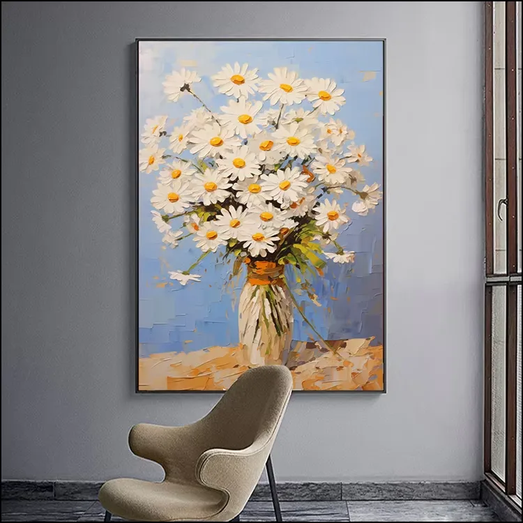 In 2025 Bestseller Hand-drawn Daisy Art Decor Painting Hotel Bedside Wall Art Home Decor Paintings