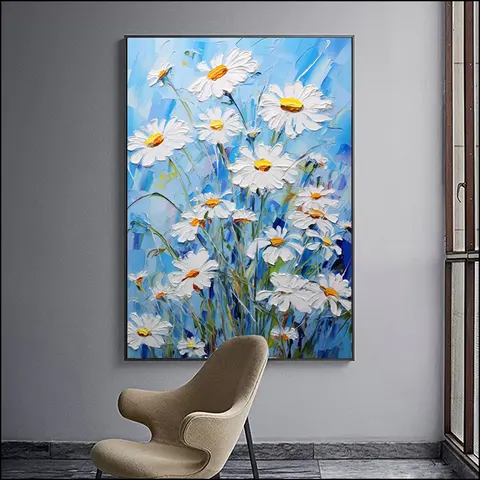In 2025 Bestseller Hand-drawn Daisy Art Decor Painting Hotel Bedside Wall Art Home Decor Paintings