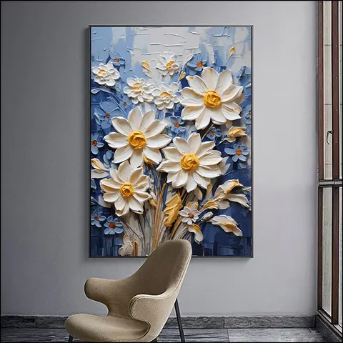 In 2025 Bestseller Hand-drawn Daisy Art Decor Painting Hotel Bedside Wall Art Home Decor Paintings