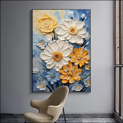 In 2025 Bestseller Hand-drawn Daisy Art Decor Painting Hotel Bedside Wall Art Home Decor Paintings