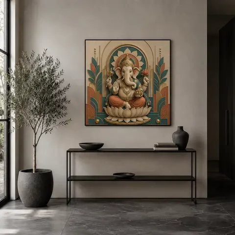 Indian Deity Wall Art Buddha Ganesha Canvas Krishna Shiva Decor Hindu Spiritual Painting Entryway Religious Art