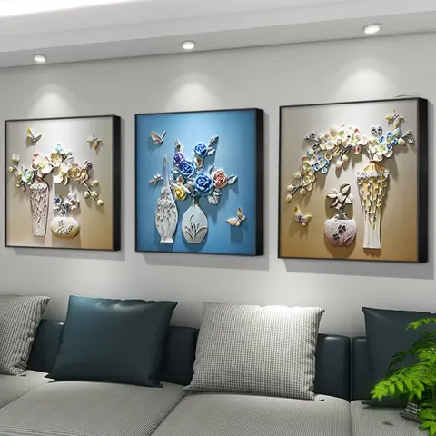 Innovation 2026 Year Hot Sale Sofa Background Wall Three-dimensional Relief Sculpture Flower Combination Art Home Decor Painting