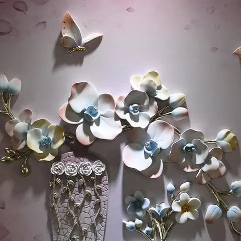 繁花 单幅 装饰画 现代简约 客厅背景墙挂画 砂岩浮雕