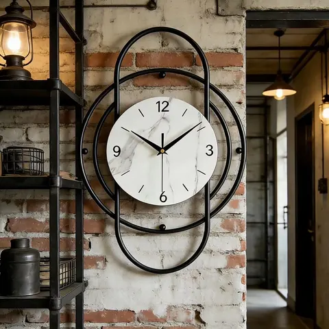 Ironwork Alarm Wall Clock Living Room Household Simplicity Restaurant Creativity Art Decoration Hanging Piece