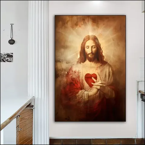 Jesus Figure Portrait Paintings on Canvas Art Murals Modern Religion Arts Crystal LED Diamond Paintings
