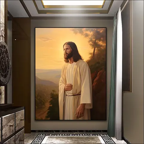 Jesus Figure Portrait Paintings on Canvas Art Murals Modern Religion Arts Crystal LED Diamond Paintings Living Room