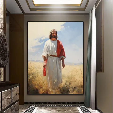 Jesus Figure Portrait Paintings on Canvas Art Murals Modern Religion Arts Crystal LED Diamond Paintings Living Room
