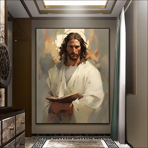 Jesus Figure Portrait Paintings on Canvas Art Murals Modern Religion Arts Crystal LED Diamond Paintings Living Room