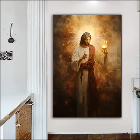 Jesus Figure Portrait Paintings on Canvas Art Murals Modern Religion Arts Crystal LED Diamond Paintings Living Room