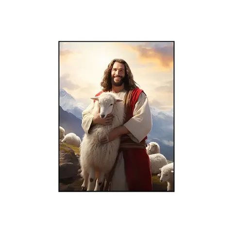 Jesus Figure Portrait Paintings on Canvas Arts Murals Modern Religion Arts Crystal LED Diamond Paintings