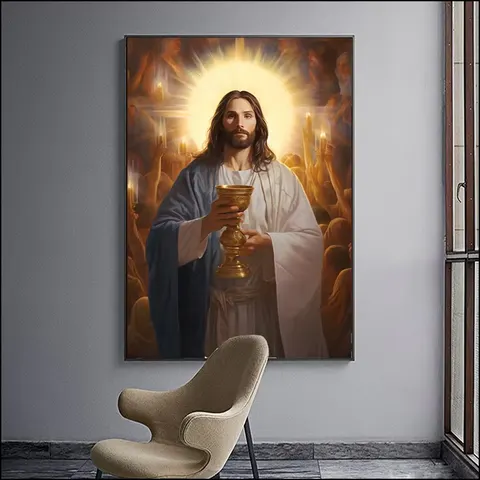 Jesus Portrait Christianity Decor Painting on Canvas Art Modern Religion Arts LED Diamond Paintings