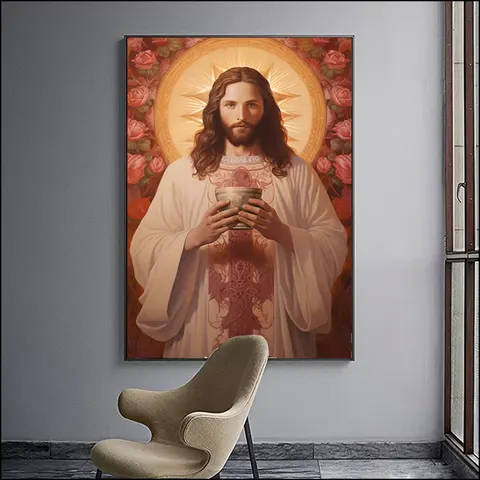 Jesus Portrait Christianity Decor Painting on Canvas Art Modern Religion Arts LED Diamond Paintings