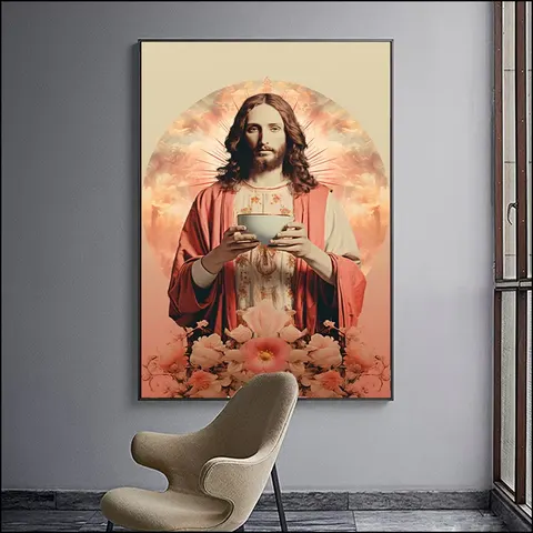 Jesus Portrait Christianity Decor Painting on Canvas Art Mural Modern Religion Arts LED Diamond Paintings