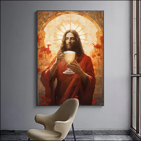 Jesus Portrait Christianity Decor Painting on Canvas Art Mural Modern Religion Arts LED Diamond Paintings