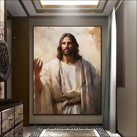 Jesus Portrait Christianity Decor Painting on Canvas Art Mural Modern Religion Arts LED Diamond Paintings