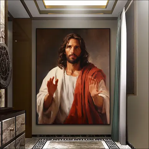 Jesus Portrait Christianity Decor Painting on Canvas Art Murals Modern Religion Arts LED Diamond Paintings