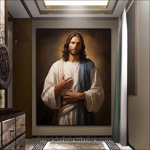 Jesus Portrait Christianity Decor Painting on Canvas Art Murals Modern Religion Arts LED Diamond Paintings