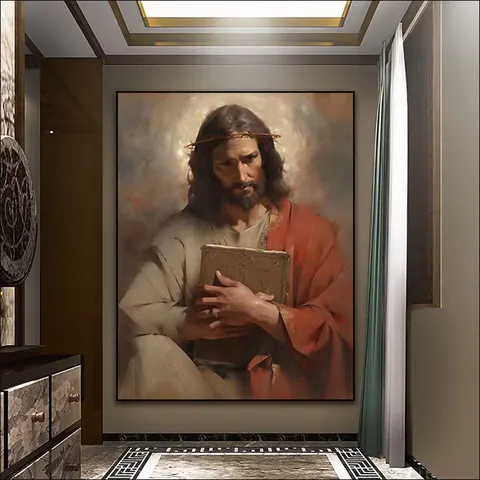 Jesus Portrait Christianity Decor Painting on Canvas Art Murals Modern Religion Arts LED Diamond Paintings